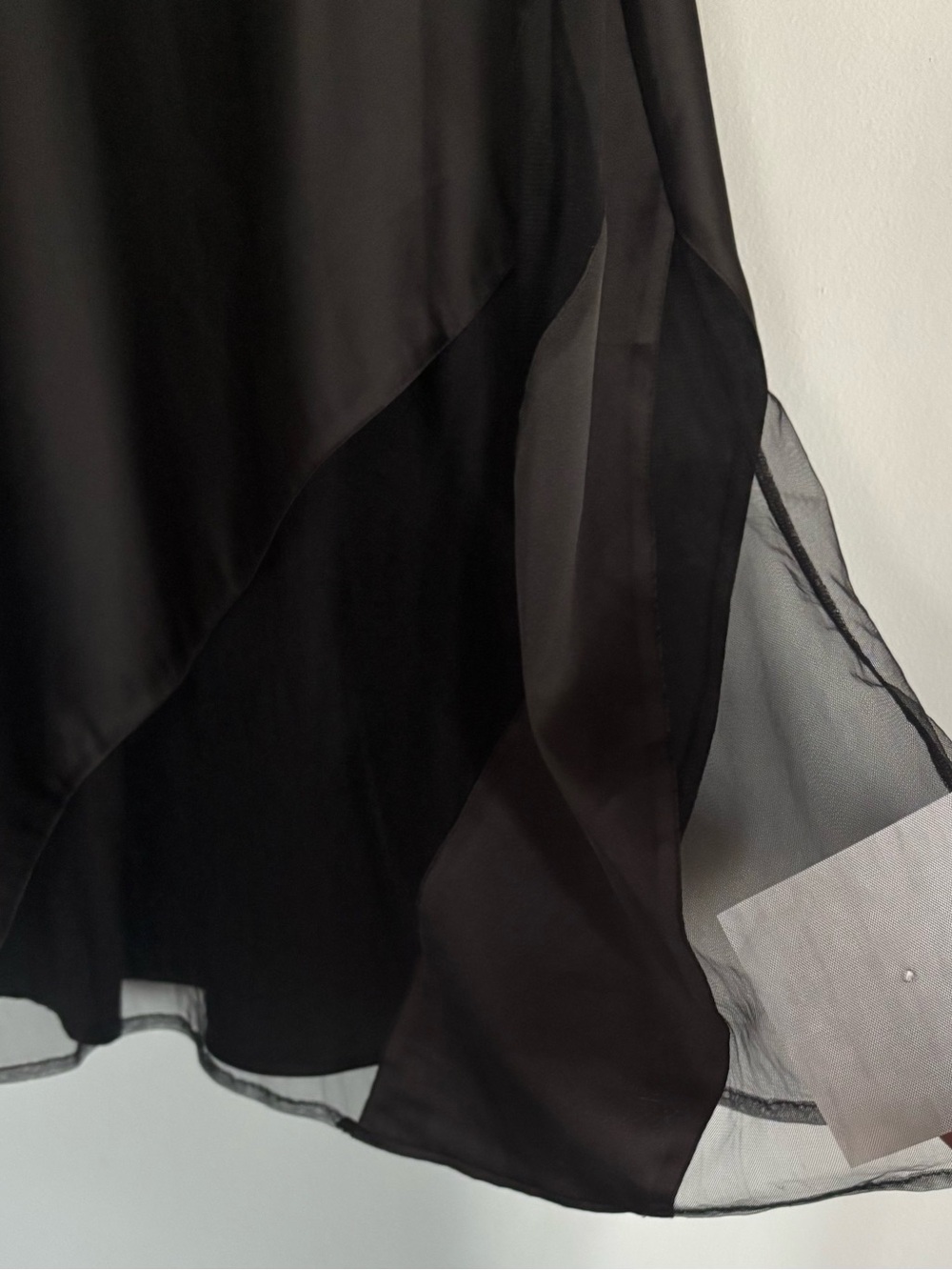 Thistle & Spire Black Union Slip Dress Sheer Mesh Asymmetric Satin Mini S - Picture 8 of 11